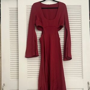 ASOS Red Long Sleeve Dress with Cut-Outs